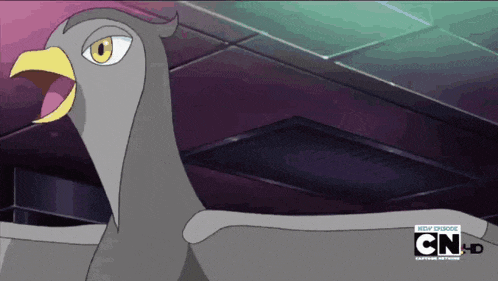 a cartoon of a bird with cn hd on the bottom right
