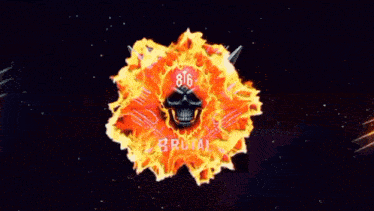 a skull in flames with the number 816 on it