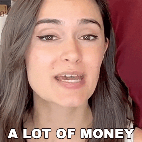 a woman says " a lot of money " while making a face