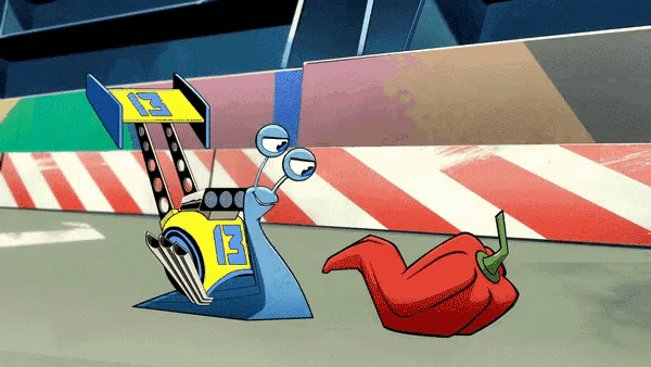 a cartoon drawing of a race car with the number 13