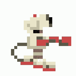 it looks like a pixel art of a skeleton holding a sword .