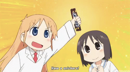 Have A Snickers! GIF - Nichijou Anime Animation GIFs