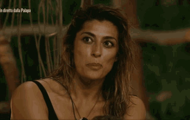 a woman 's face is shown with the words in diretta dalla palapa behind her