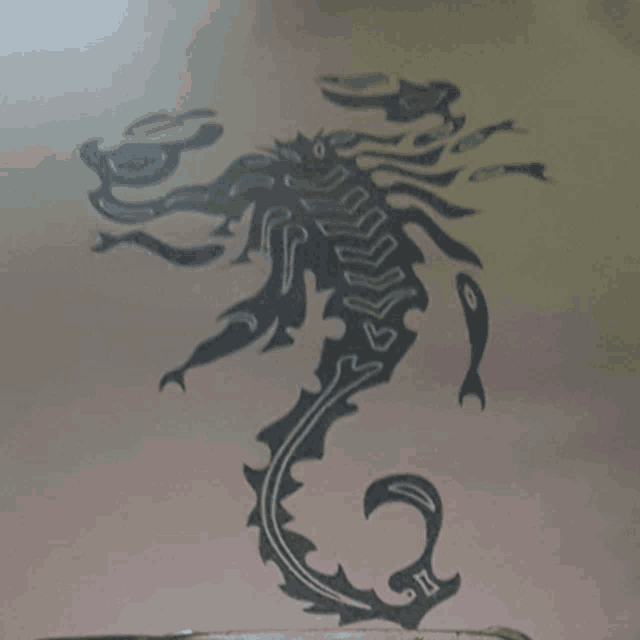 a drawing of a scorpion with the letter ii on the tail