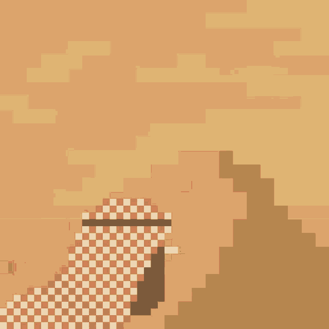 a pixel art illustration of a person wearing a red and white checkered scarf
