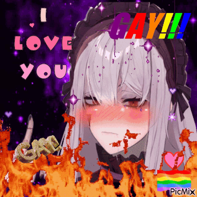 a picture of a girl that says i love you gay