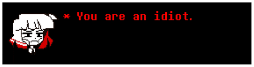 a pixel art of a girl with the words " you are an idiot " on the bottom