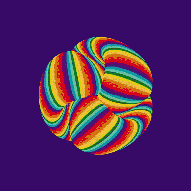 an optical illusion of a rainbow colored sphere on a black background