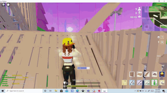 a screenshot of a video game called roblox with a purple background