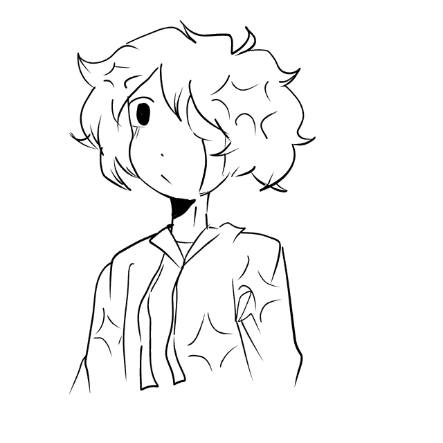 a black and white drawing of a person 's face