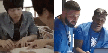 a man with a beard is sitting at a table next to a man with a beard .