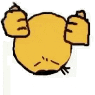 a yellow smiley face with its mouth open and fists in the air .