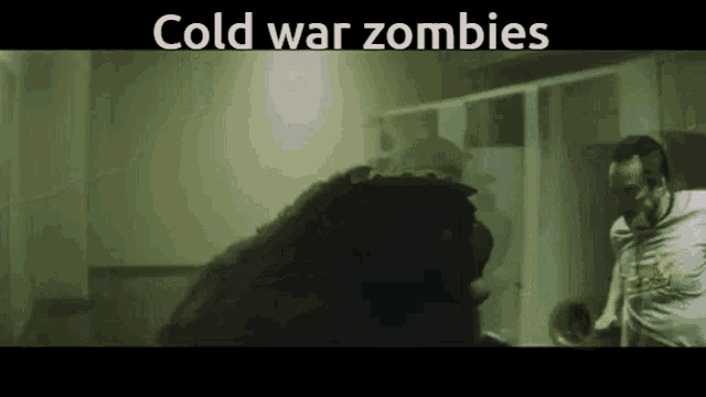 a man is being attacked by a zombie in a bathroom with the caption cold war zombies