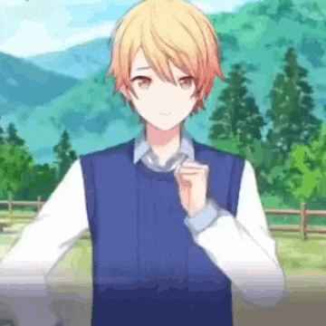 a boy in a blue vest and white shirt is standing in front of a mountain .