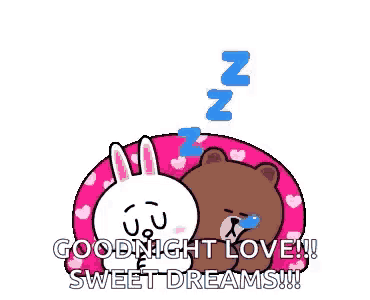 a couple of cartoon characters are laying under a pink blanket and saying goodnight love ! sweet dreams !