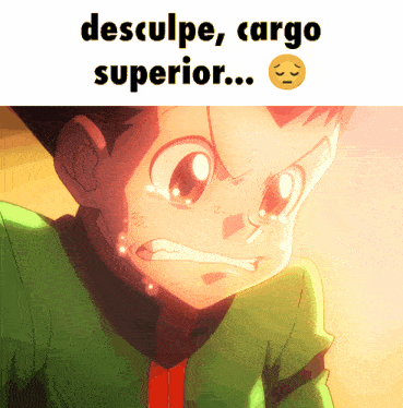 a picture of a boy crying with the words desculpa cargo superior written above him