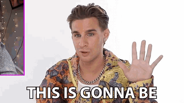 a man says " this is gonna be " with his hand
