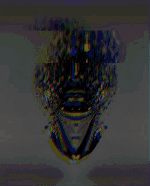 a blurry image of a person 's face is displayed