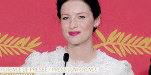 Cannes GIF - Caitriona Balfe Speech Proud GIFs