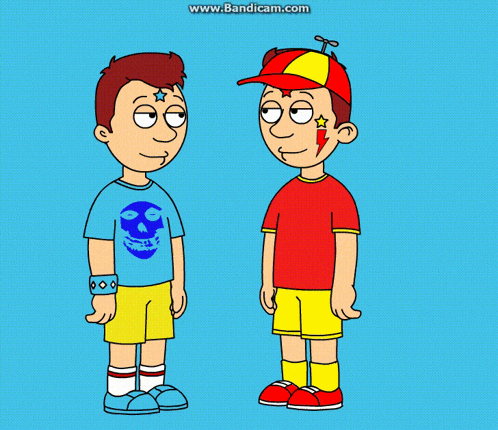 two cartoon boys are standing next to each other on a blue background with the website www.bandicam.com in the corner