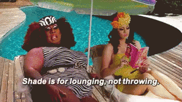shade is for lounging not throwing written on a cartoon