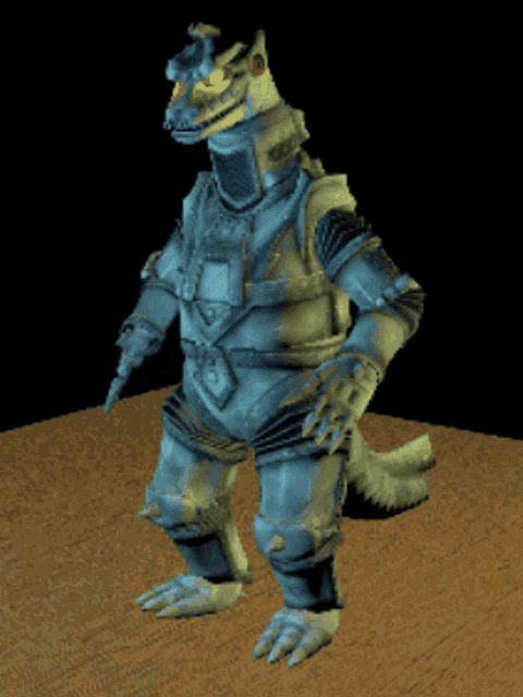 a 3d model of a robotic monster with a crown on its head