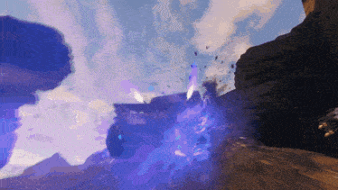 a computer generated image of a purple and blue explosion