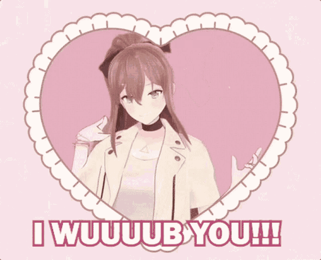 a picture of a girl in a heart with the words " i wuuuub you " on it