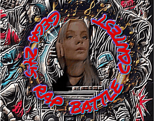 a poster for a rap battle with a picture of a girl