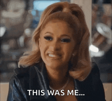 a woman with blonde hair is smiling and saying `` this was me ... '' .