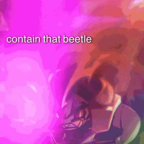 a purple background with the word contain that beetle on it