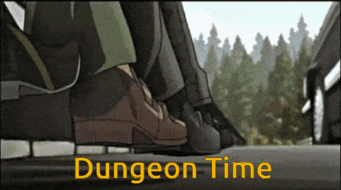 a picture of a person 's feet with the words " dungeon time " below them