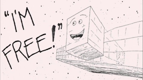 a man is holding a piece of paper in front of his face with the words " i 'm free " written on it