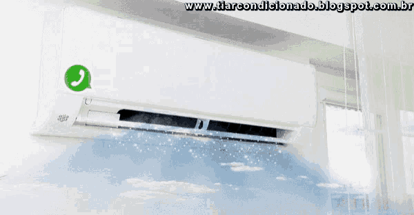a white air conditioner with a green whatsapp sticker on it