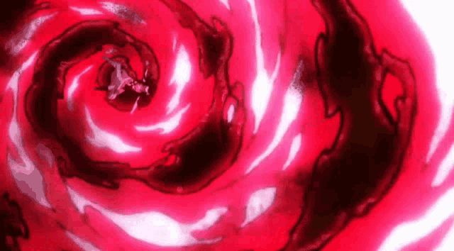 a close up of a red swirl with a white background .