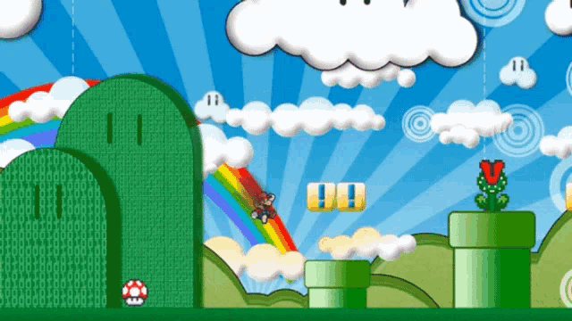 a video game scene with a rainbow and the number 00 on the ground
