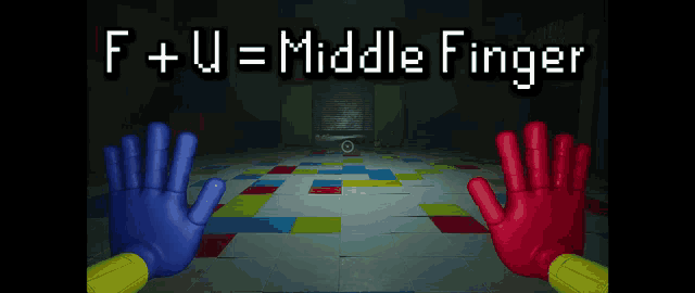 a game called f + u = middle finger is being played on a computer
