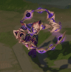 a video game character is flying through the air in a circle of purple lights .