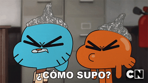 gumball and darwin from the amazing world of gumball are standing next to each other with cn written on the bottom