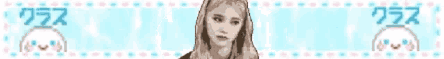 a woman with long blonde hair is standing in front of a blue background with japanese writing .