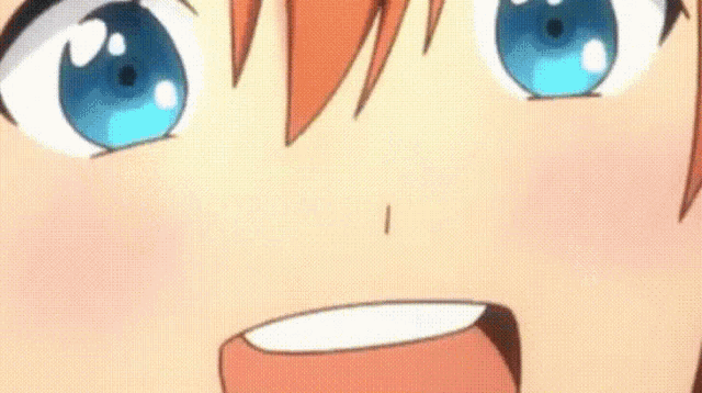 a boy with orange hair and blue eyes is holding a gold coin in his hand and smiling .