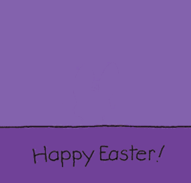 a happy easter greeting card with a person wearing a bunny hat and three chicks