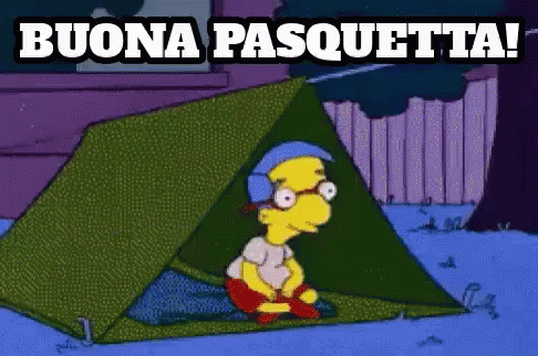 Tenda Campeggio Pasquetta Scampagnata Buona Pasquetta Milhouse Simpson GIF - Buona Pasquetta Easter Monday The Simpsons GIFs