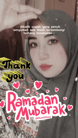 a woman wearing a hijab is surrounded by the words thank you ramadan mubarak