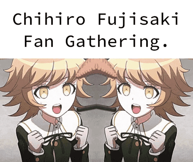 a poster of chihiro fujisaki fan gathering with two girls