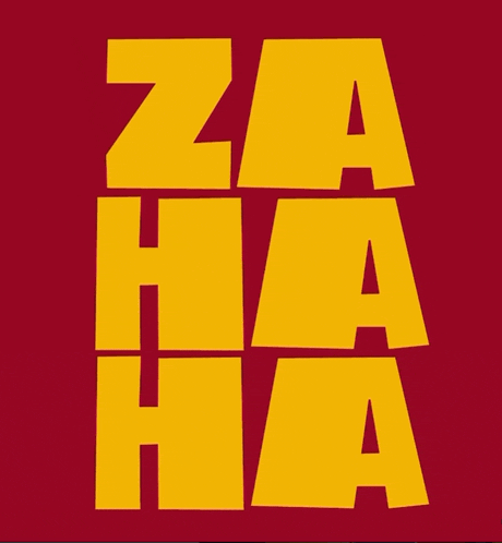 a red background with yellow letters that spell out za ha ha