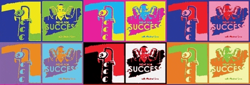 a poster that says " fight for success " on it in different colors