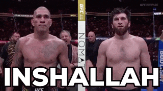 two men are standing next to each other in a boxing ring and the words inshallah are on the screen