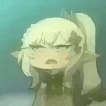 a pixel art drawing of a girl with a ponytail and a bow tie making a funny face .