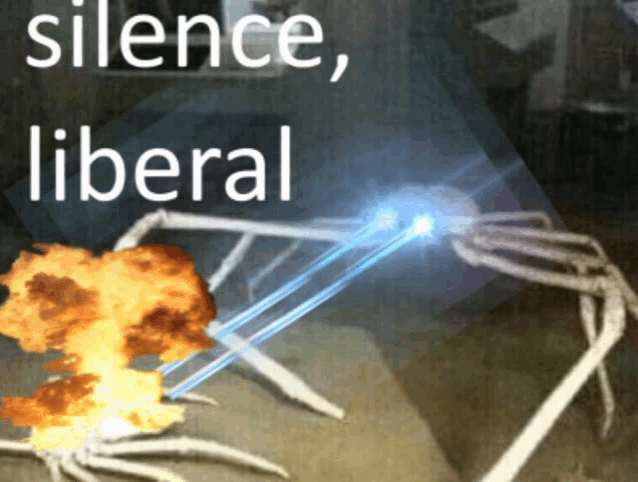 a drawing of a skeleton with the words silence liberal in the corner